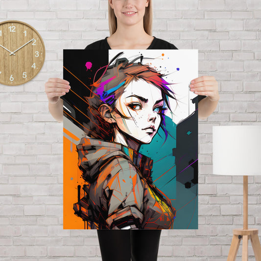 Attitude Graffiti Girl Photo Paper Poster