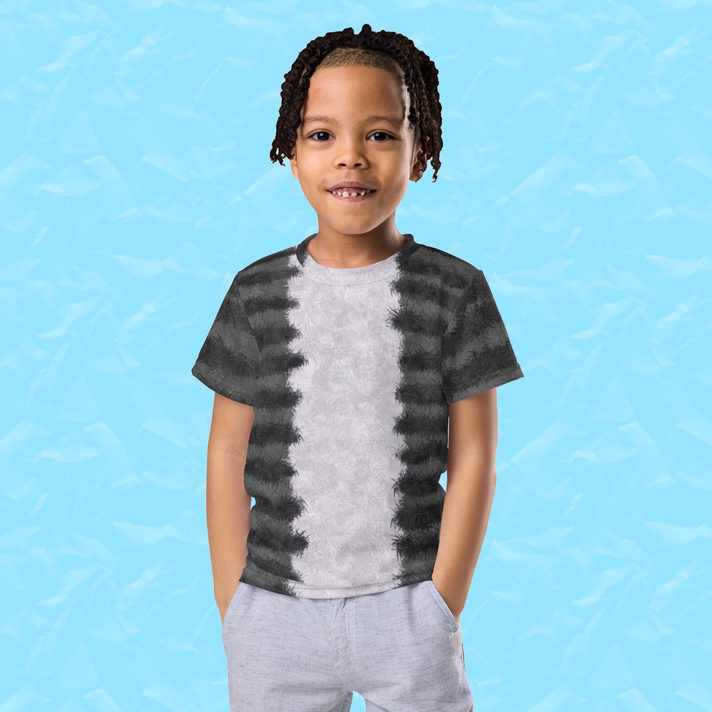 Grey Tabby Cat Fur Print Kids' T-shirt