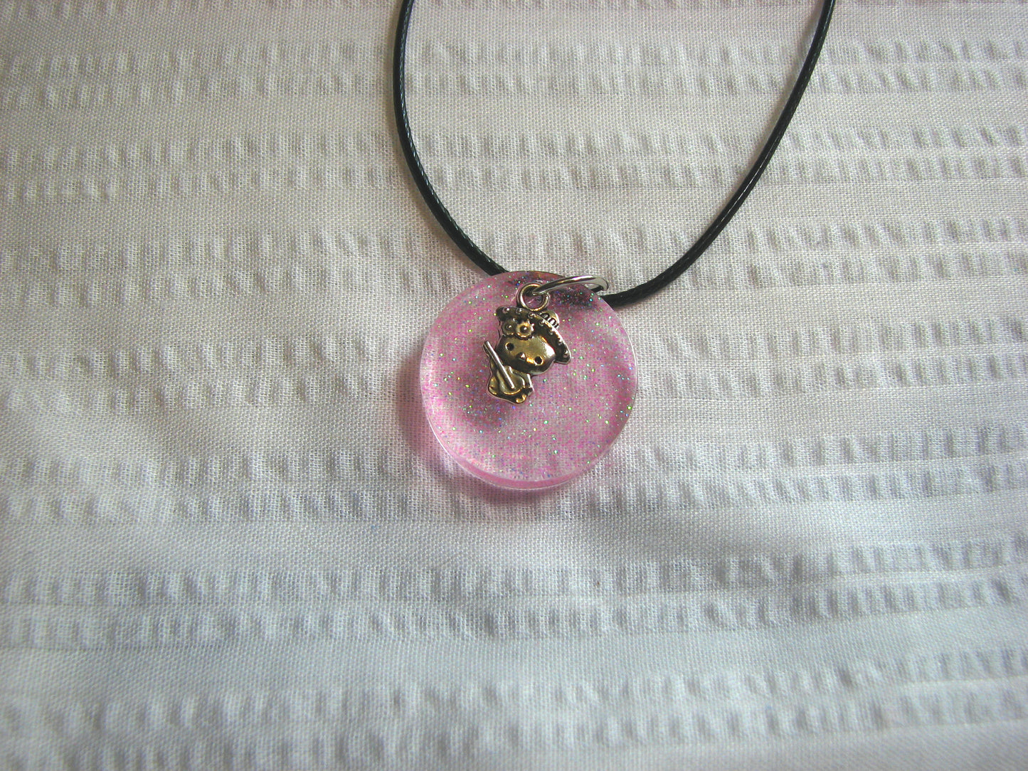 Guitar-Playing Cat Charm Necklace