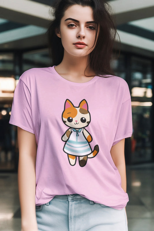 Calico Cat in a Sun Dress Women's Relaxed T-Shirt