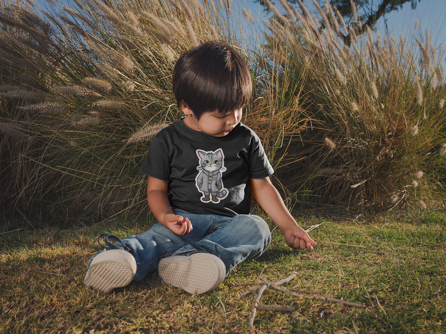 Grey Kitten in a Parka Toddler Short Sleeve Tee