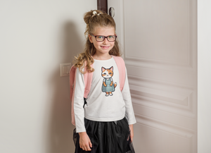 Cat in an Apron Dress Youth Long Sleeve Tee