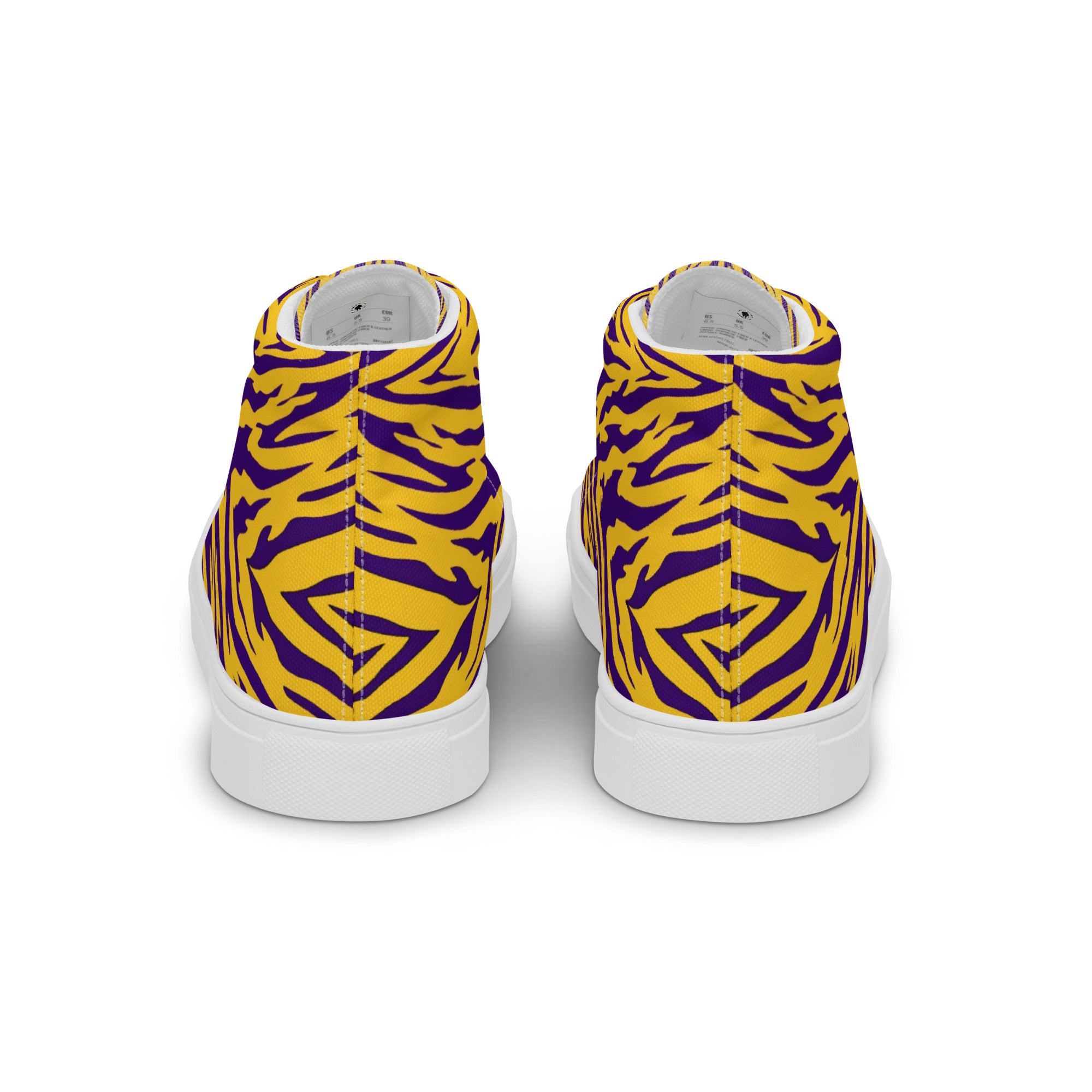 Purple and Gold Men’s High Top Canvas Shoes