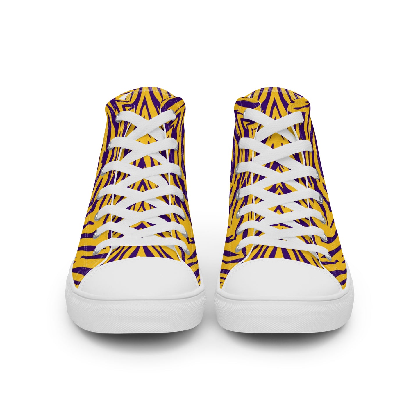 Purple and Gold Men’s High Top Canvas Shoes