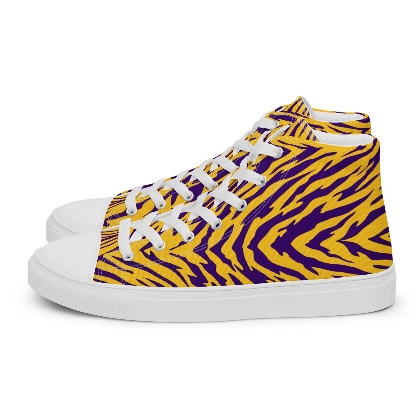 Purple and Gold Men’s High Top Canvas Shoes