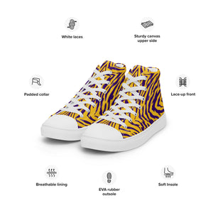Purple and Gold Men’s High Top Canvas Shoes