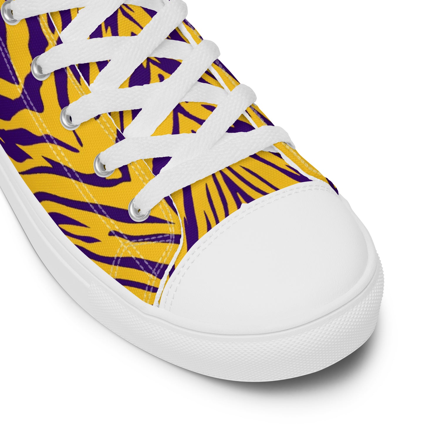 Purple and Gold Men’s High Top Canvas Shoes