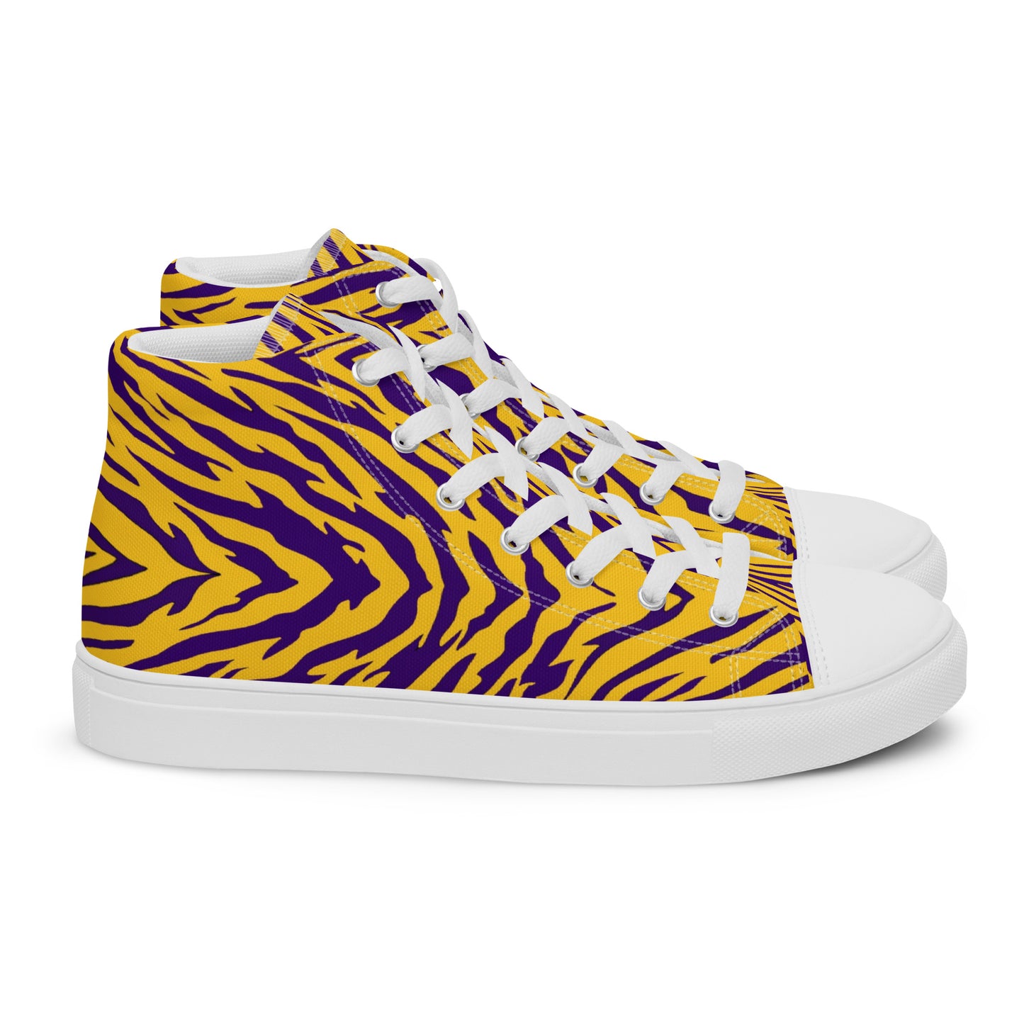 Purple and Gold Men’s High Top Canvas Shoes