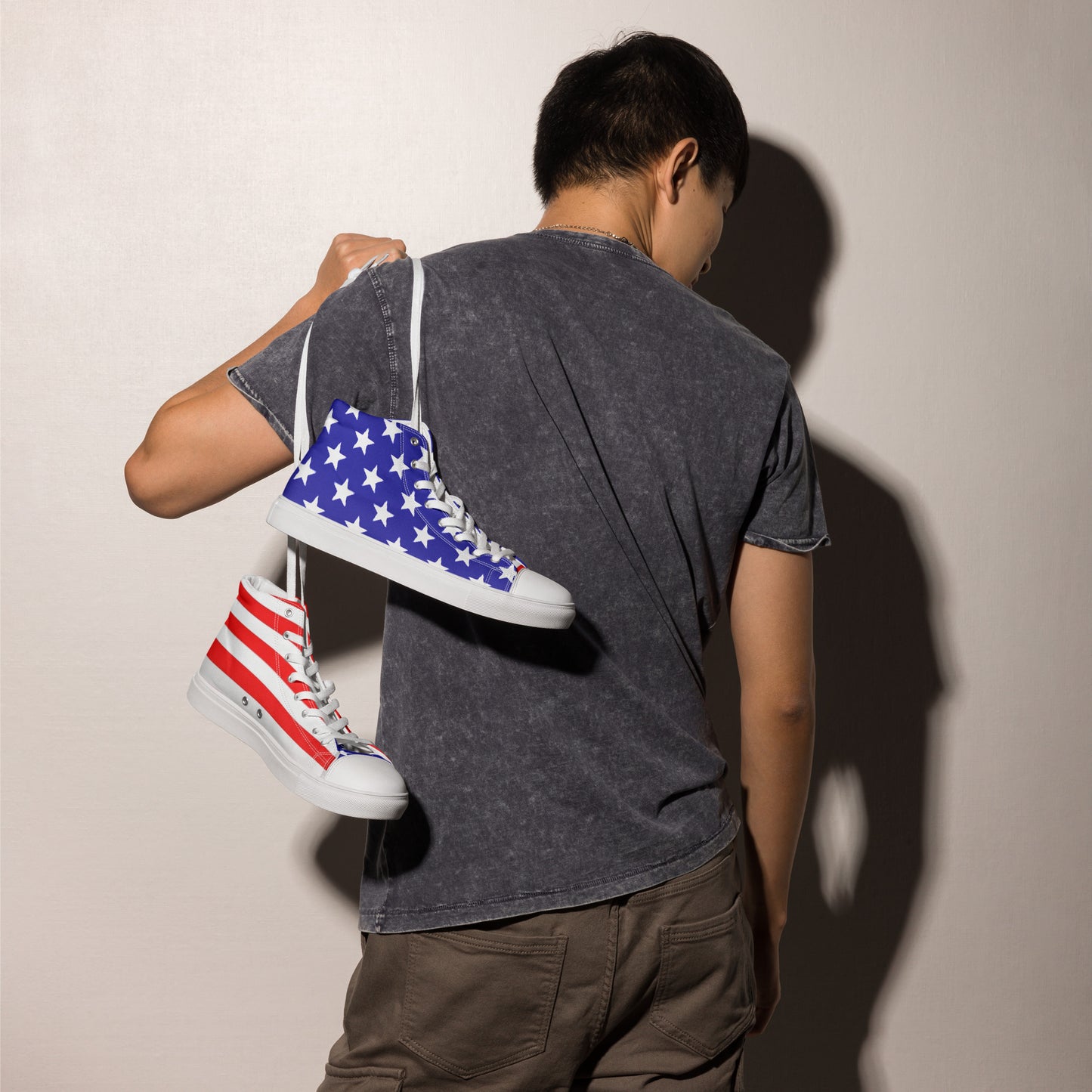 Stars and Stripes Men’s High Top Canvas Shoes