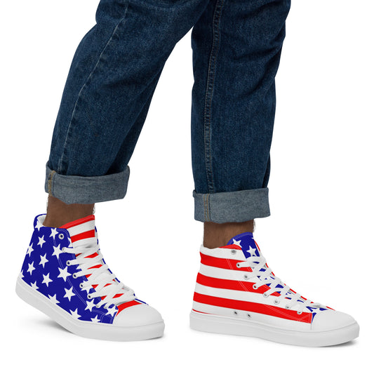 Stars and Stripes Men’s High Top Canvas Shoes