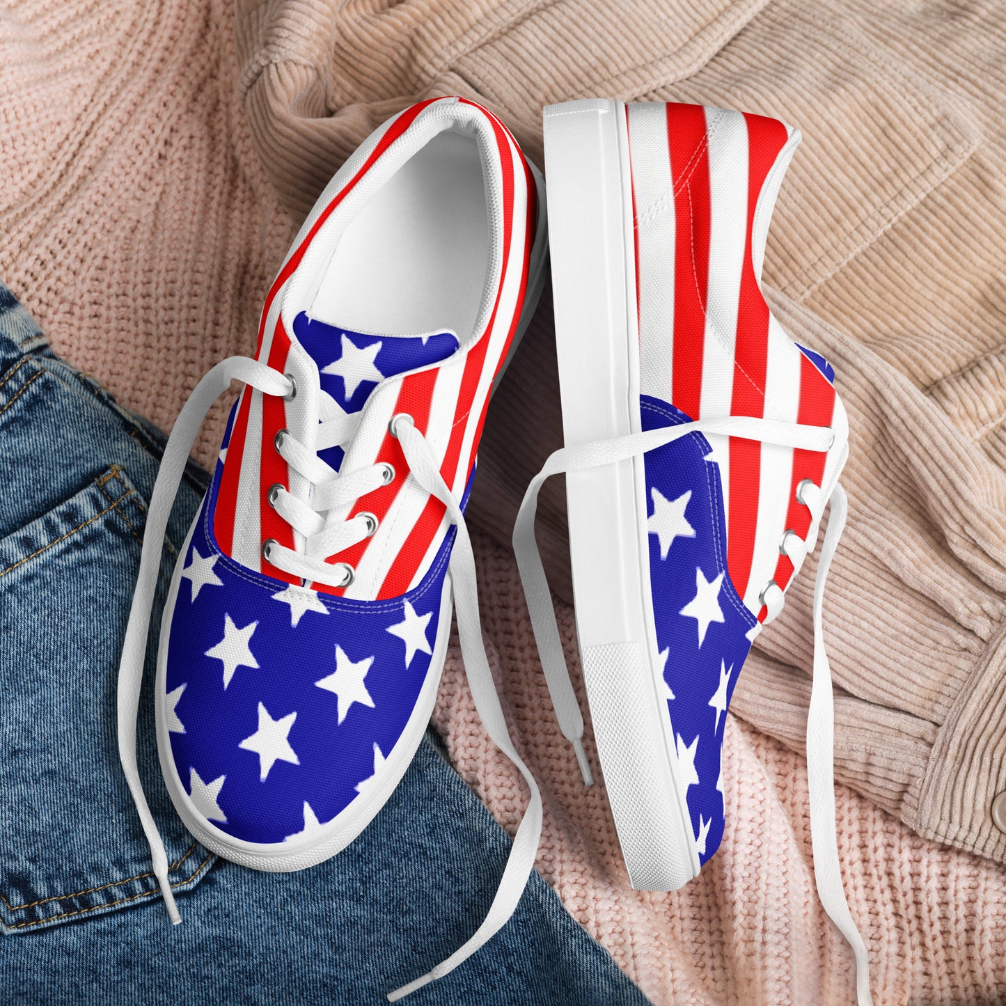 Stars and Stripes Men’s Lace-up Canvas Shoes