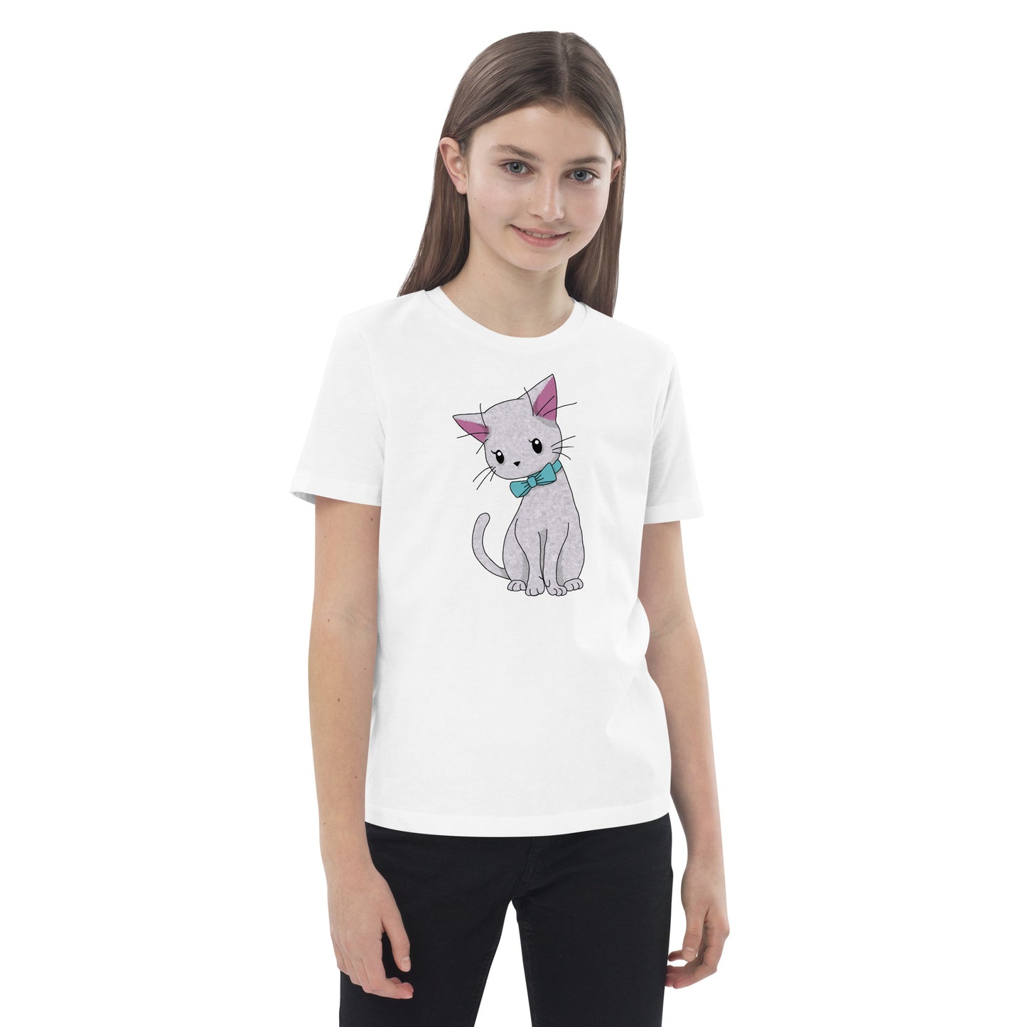 Cat with Bow Tie Organic Cotton Kids' T-shirt