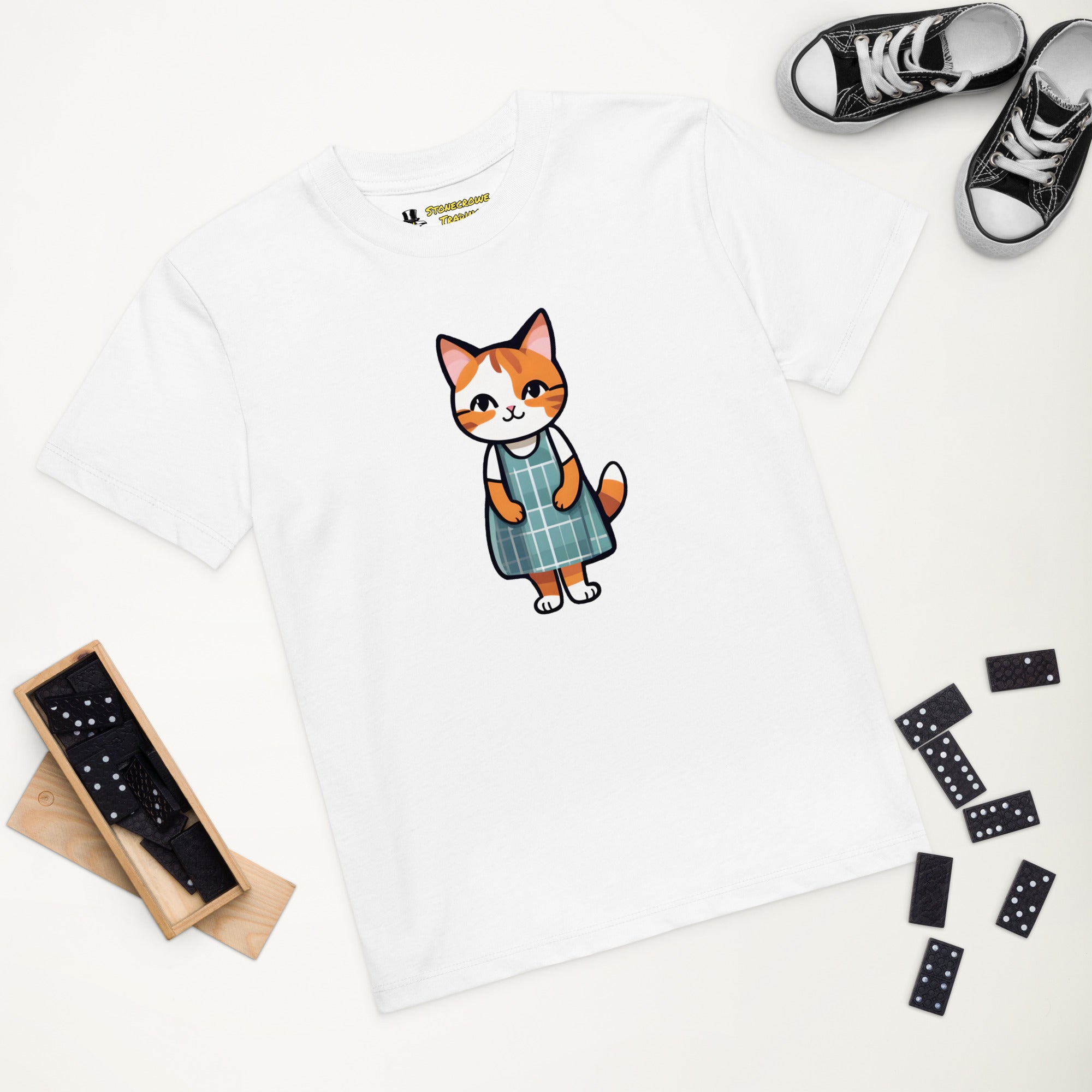 Cat in an Apron Dress Organic Cotton Kids' T-shirt