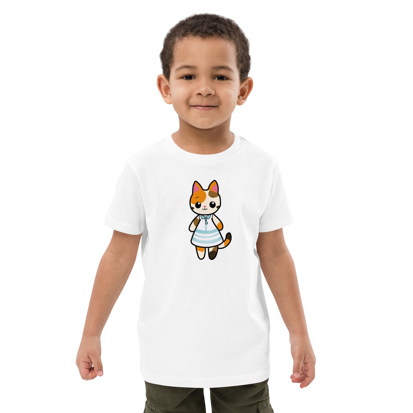 Calico Cat in a Sun Dress Organic Cotton Kids' T-shirt