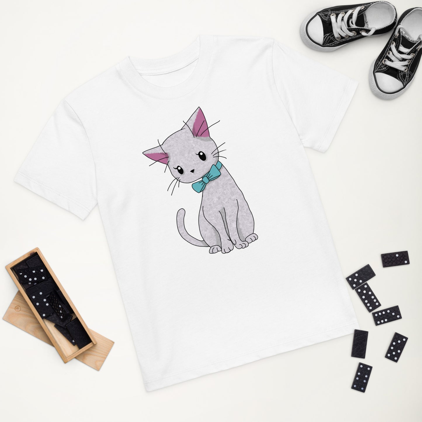 Cat with Bow Tie Organic Cotton Kids' T-shirt