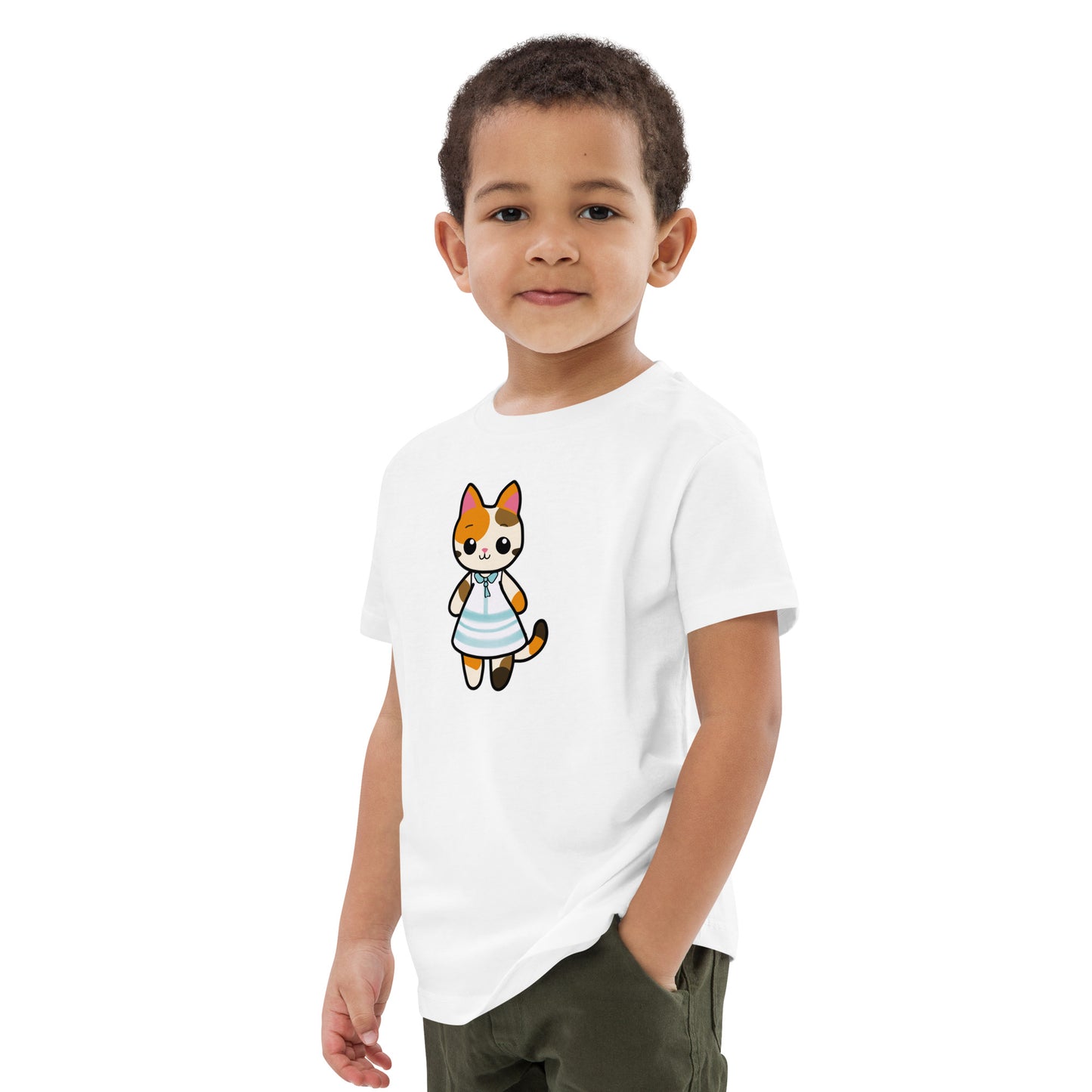 Calico Cat in a Sun Dress Organic Cotton Kids' T-shirt