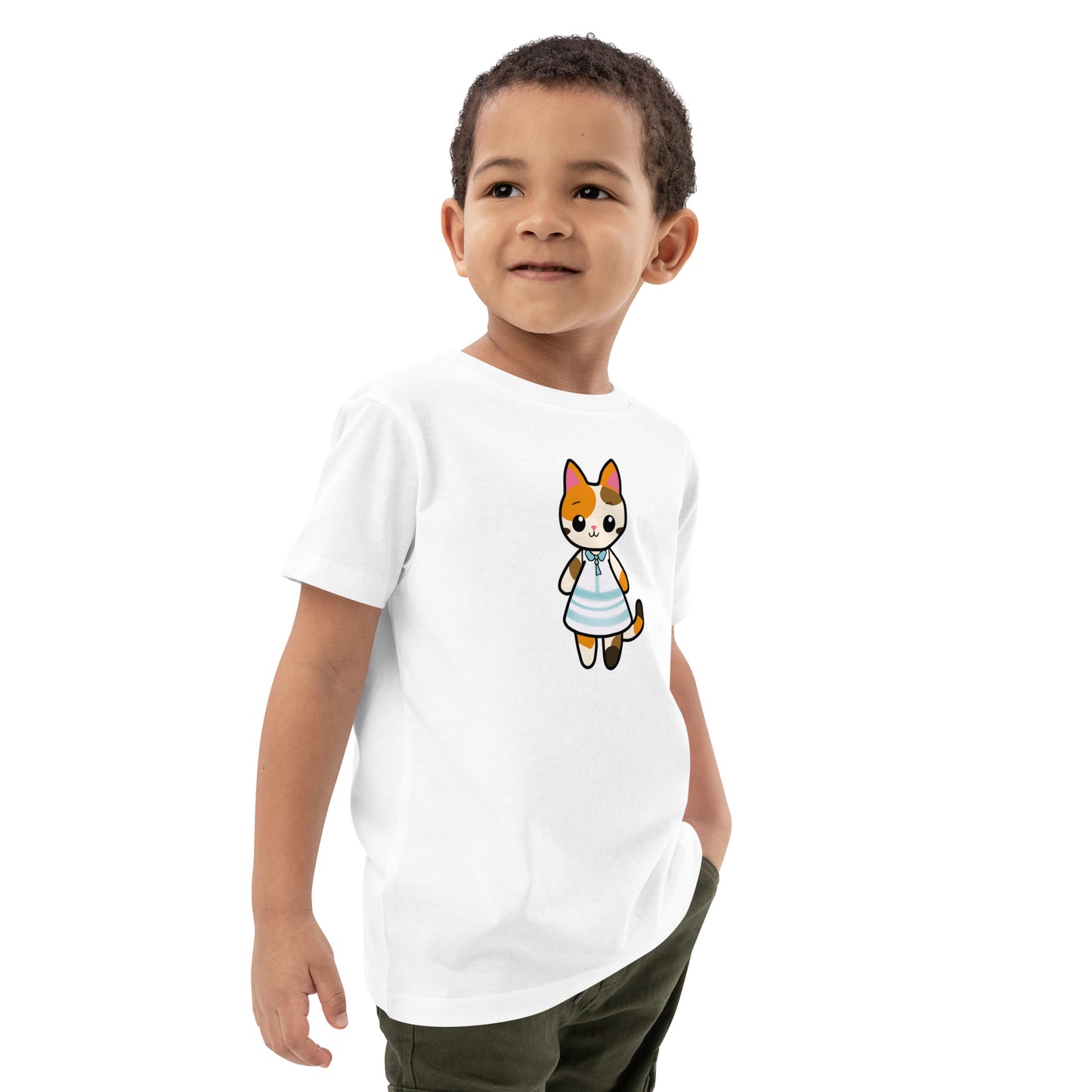 Calico Cat in a Sun Dress Organic Cotton Kids' T-shirt