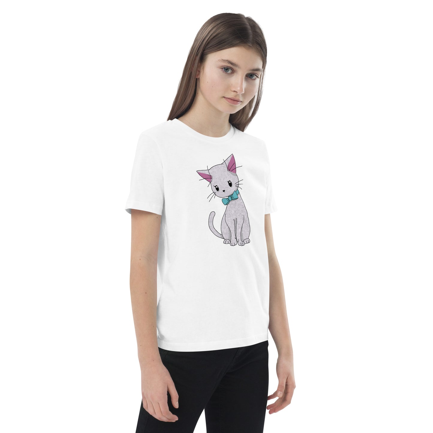 Cat with Bow Tie Organic Cotton Kids' T-shirt