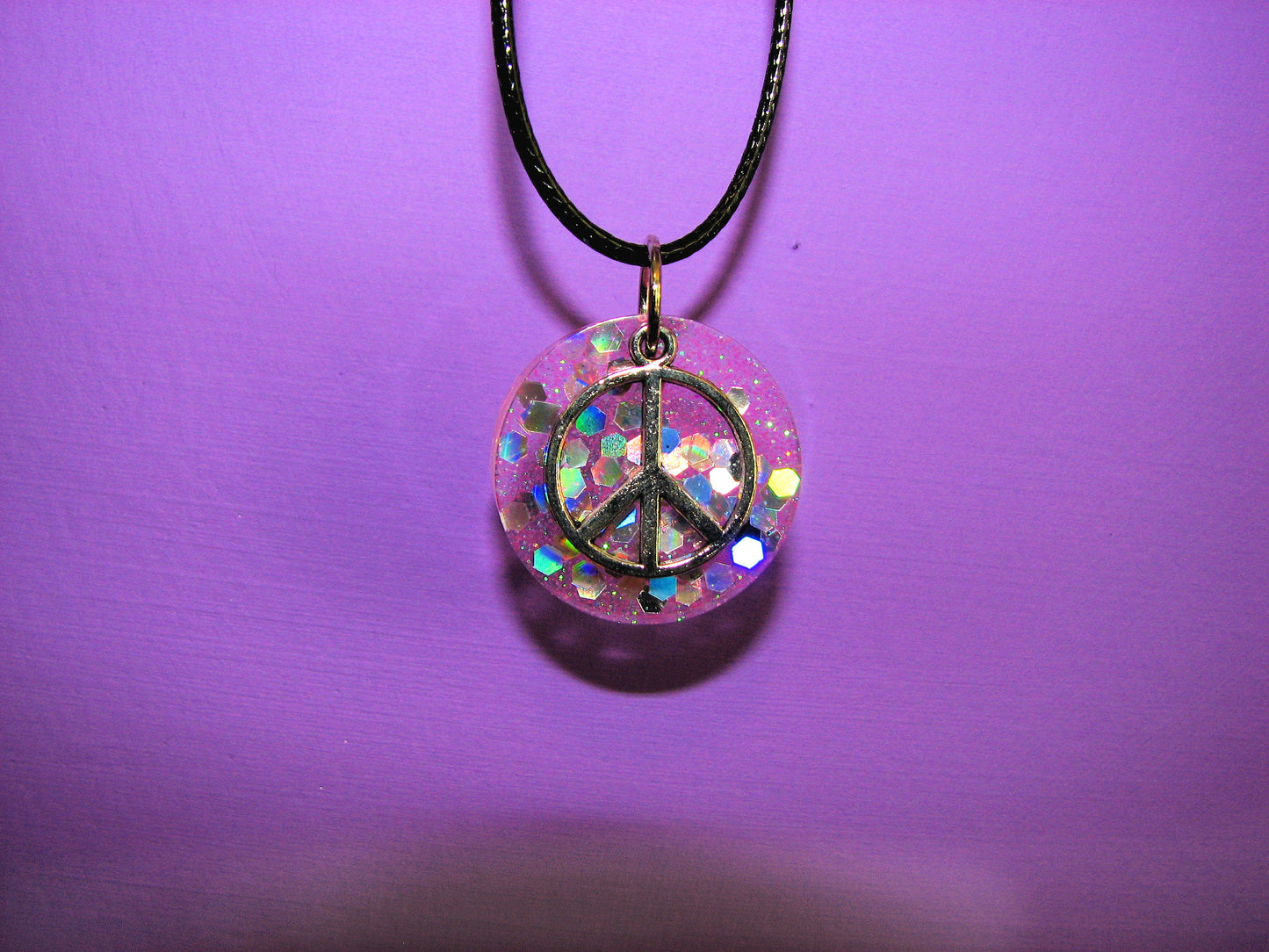 Peace Sign Resin Charm Necklace