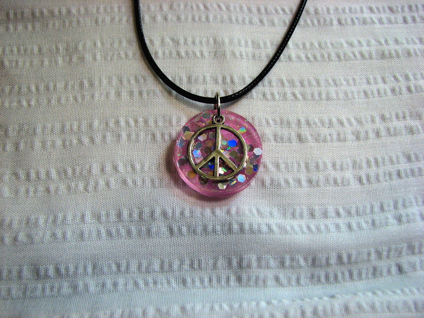 Peace Sign Resin Charm Necklace