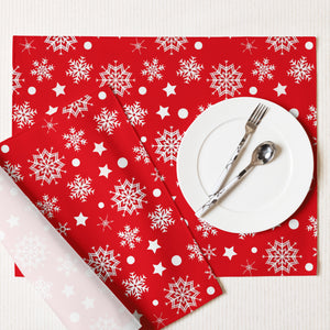 Snowflakes on Red Placemat Set
