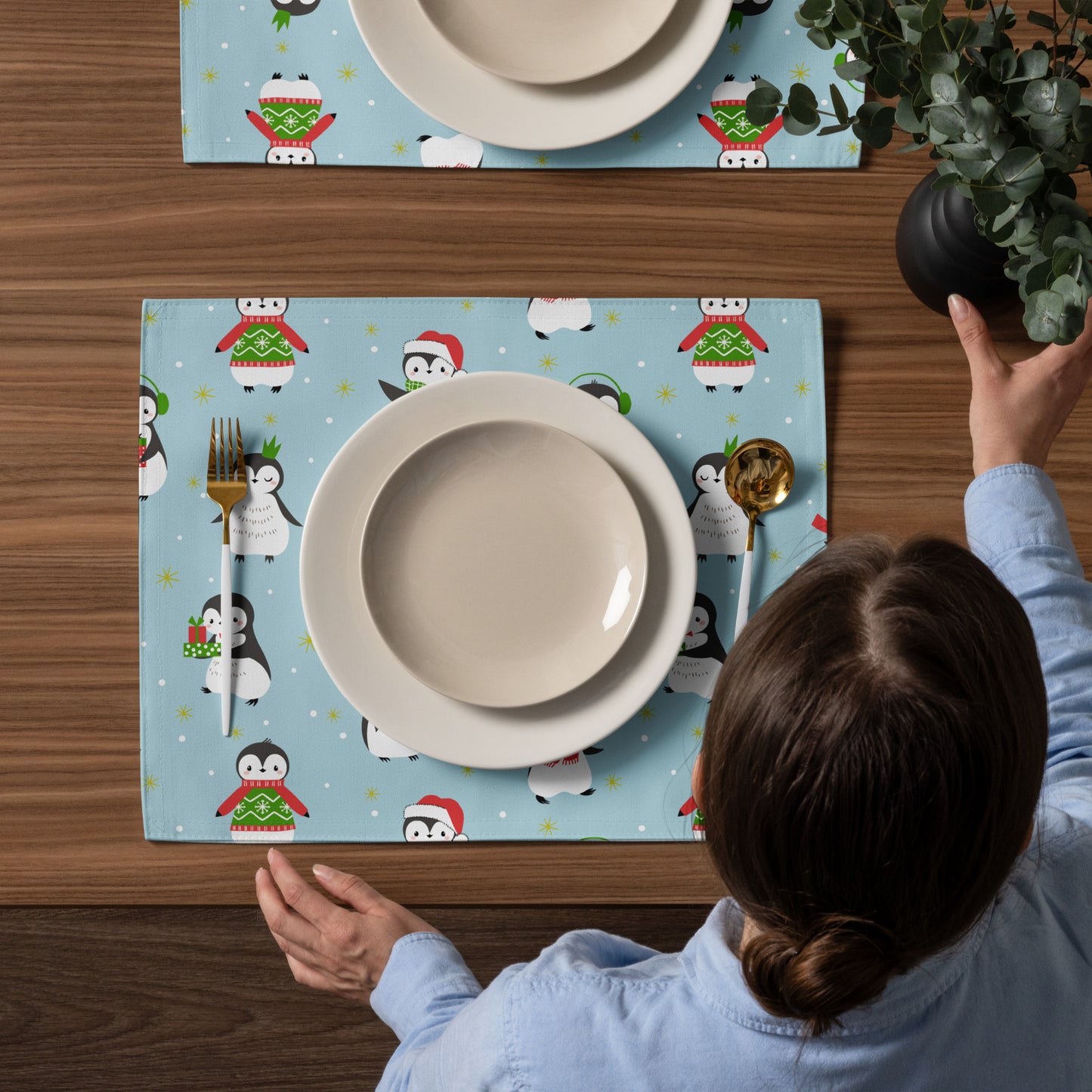 Christmas Penguins Placemat Set