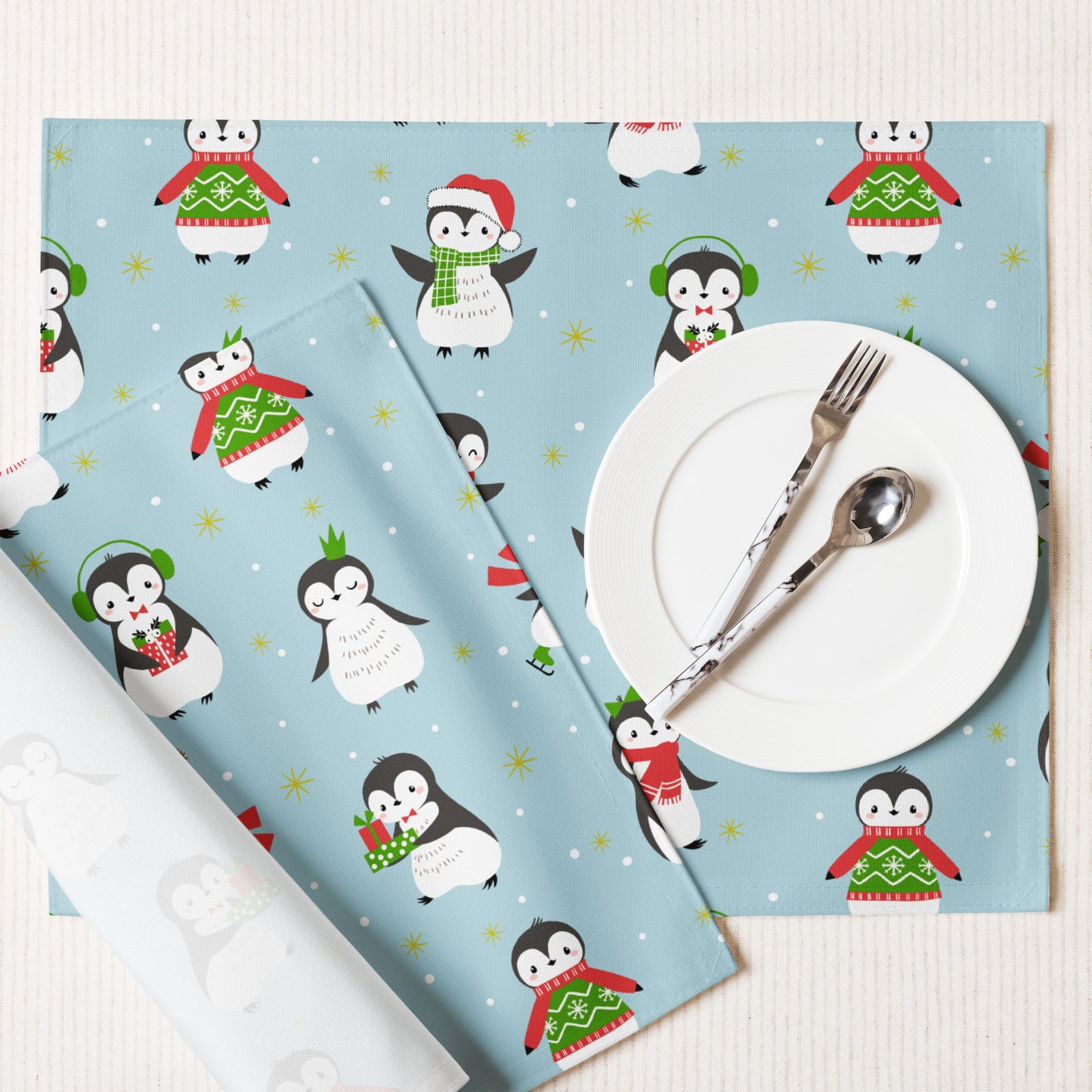 Christmas Penguins Placemat Set