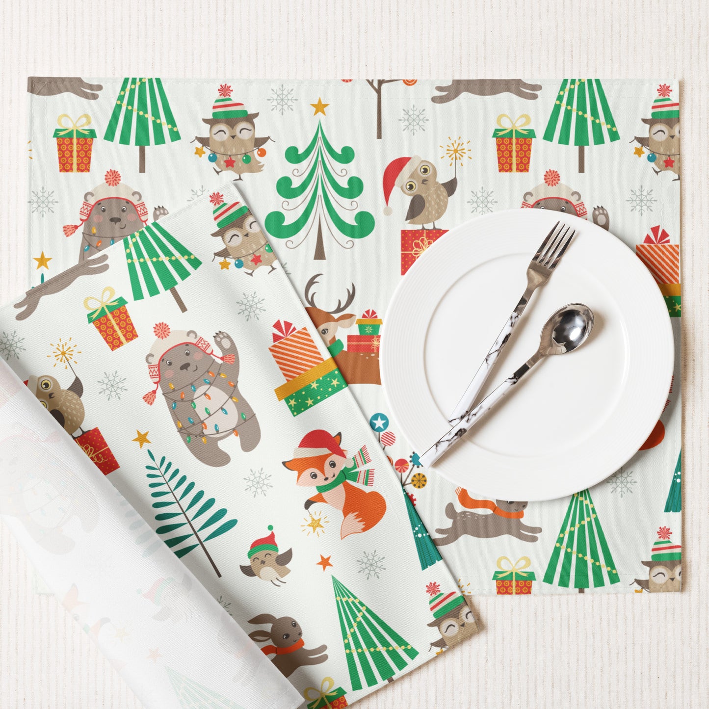 Cute Christmas Animals Placemat Set