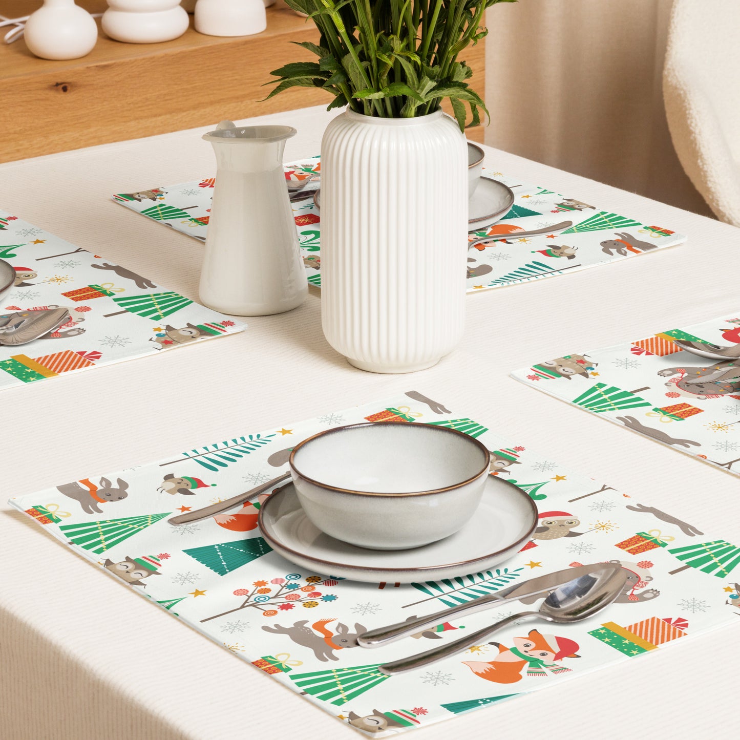 Cute Christmas Animals Placemat Set