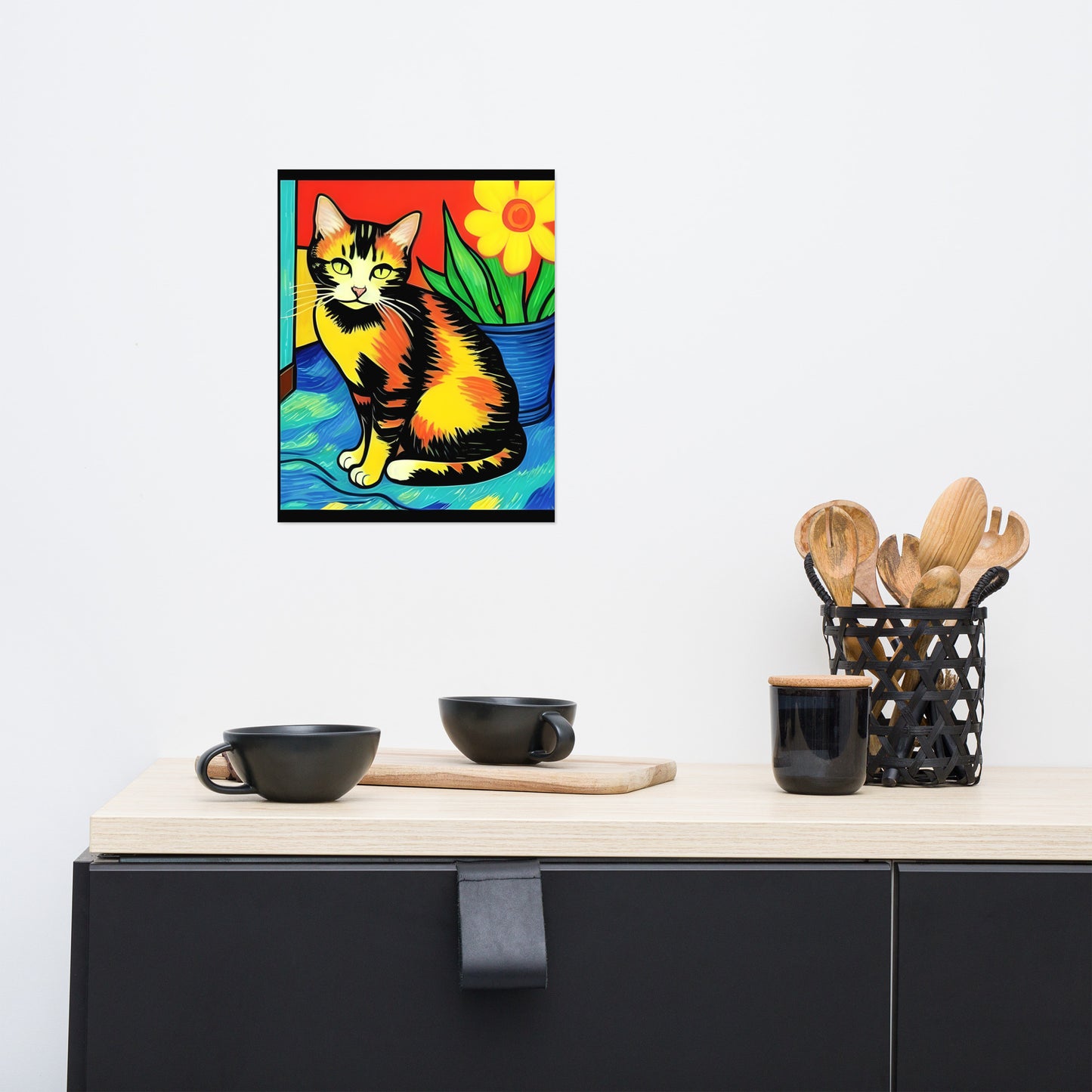 Orange Tabby Near Flower Pot Photo Paper Poster