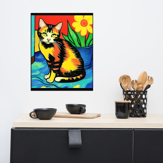 Orange Tabby Near Flower Pot Photo Paper Poster