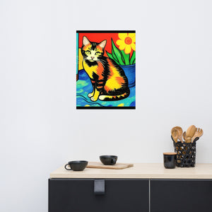 Orange Tabby Near Flower Pot Photo Paper Poster