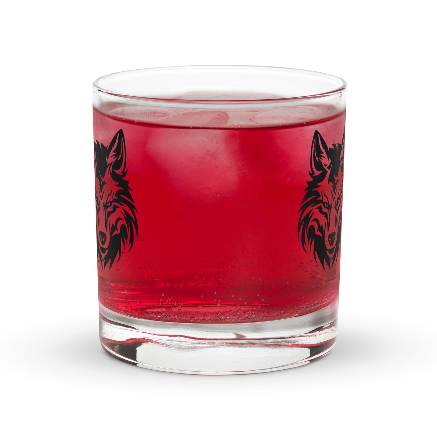 Tribal Wolf Rocks Glass