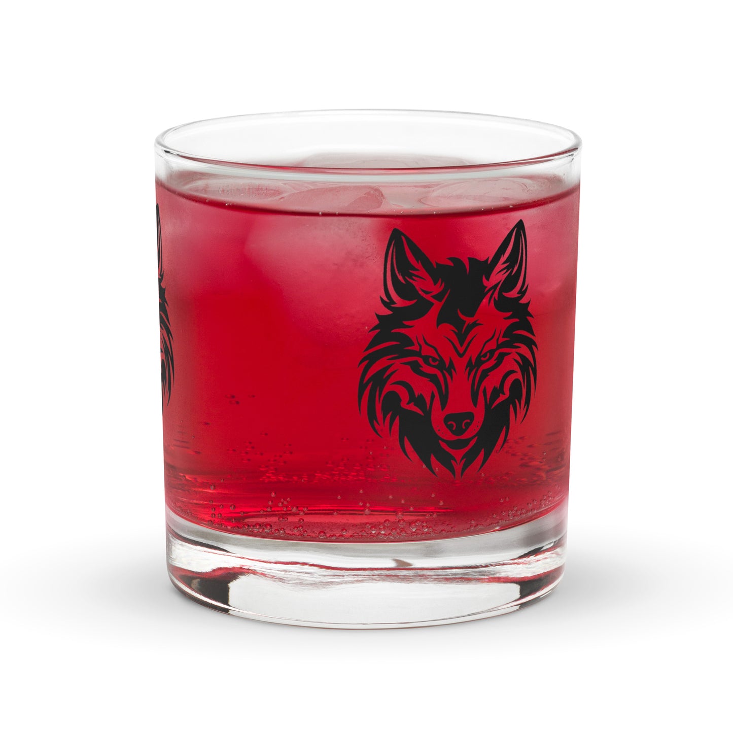 Tribal Wolf Rocks Glass