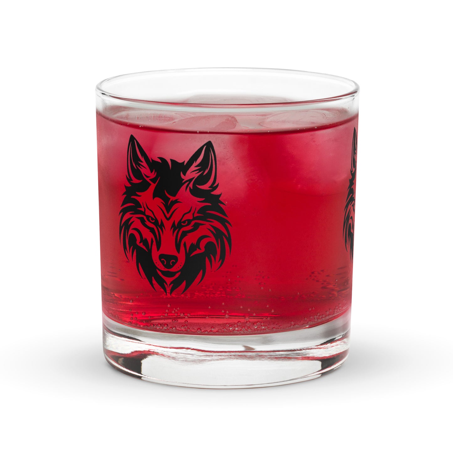 Tribal Wolf Rocks Glass