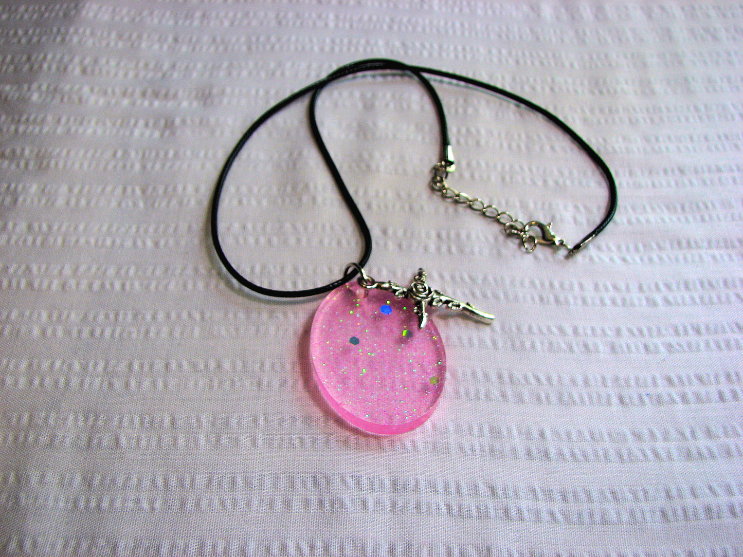 Rose Cross Resin and Charm Necklace