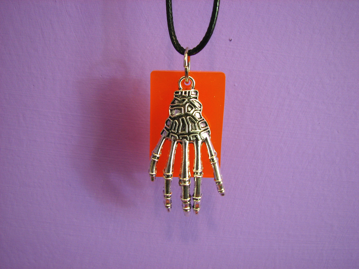 Skeletal Hand Resin and Charm Necklace