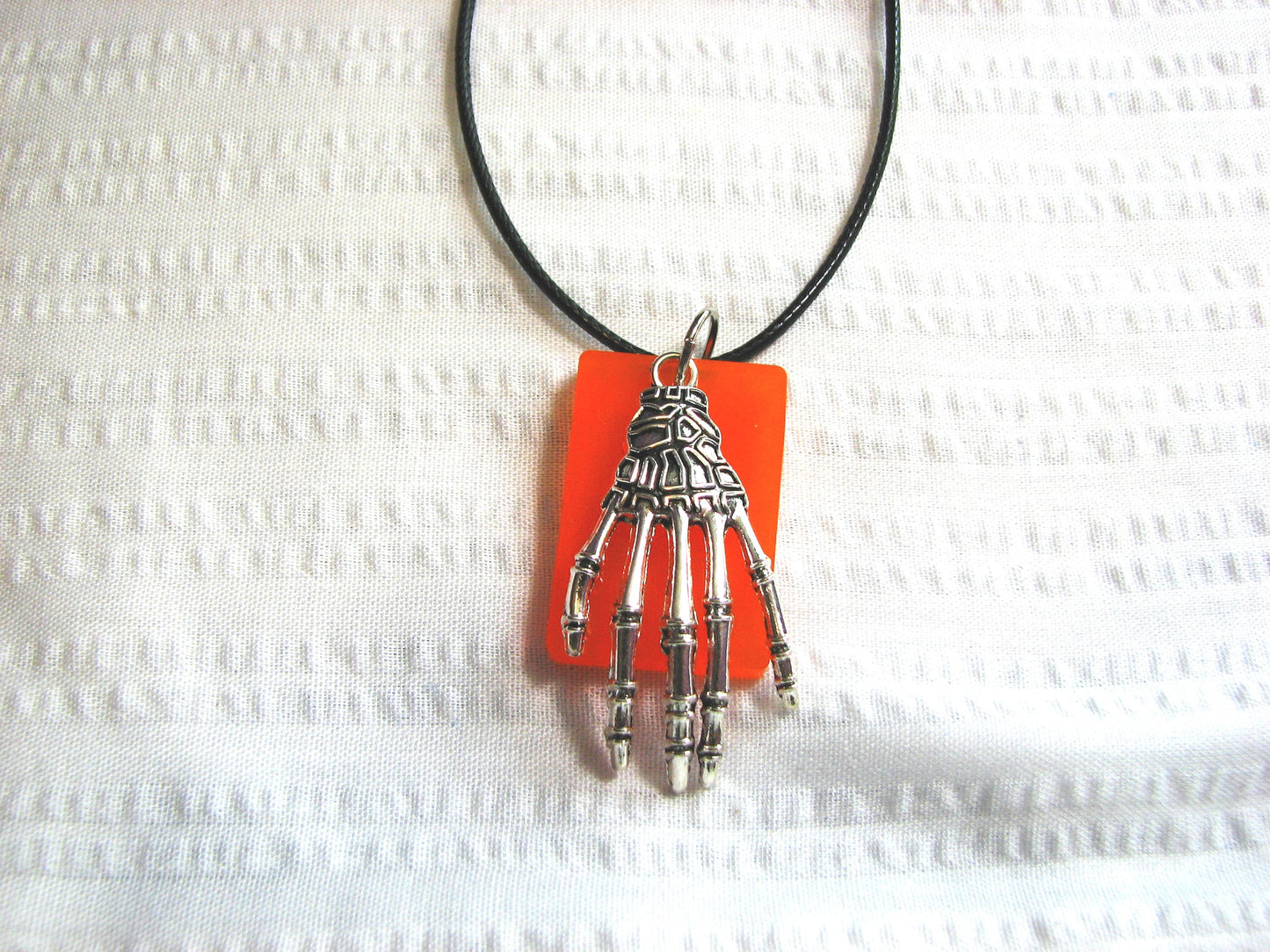 Skeletal Hand Resin and Charm Necklace