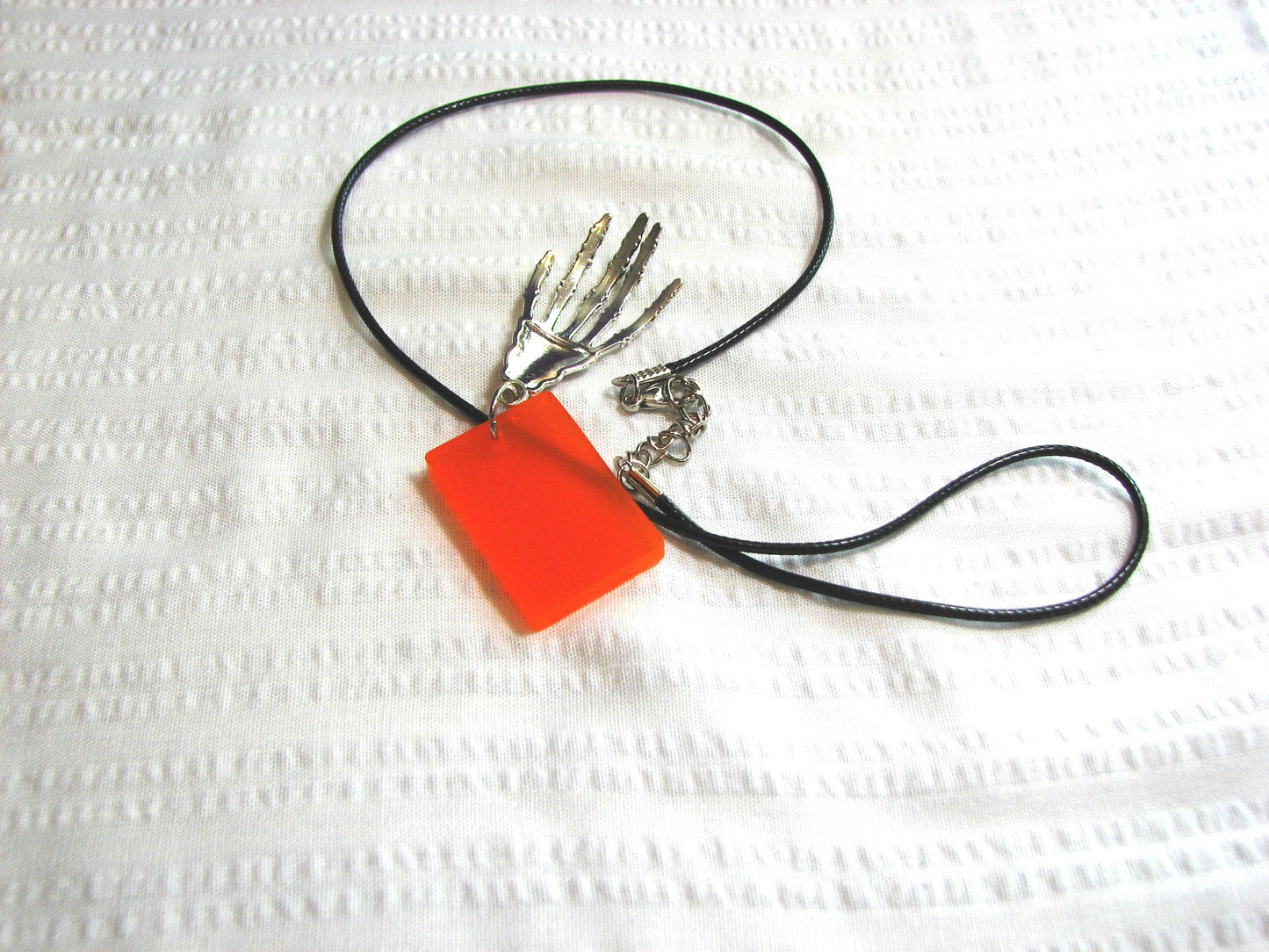 Skeletal Hand Resin and Charm Necklace