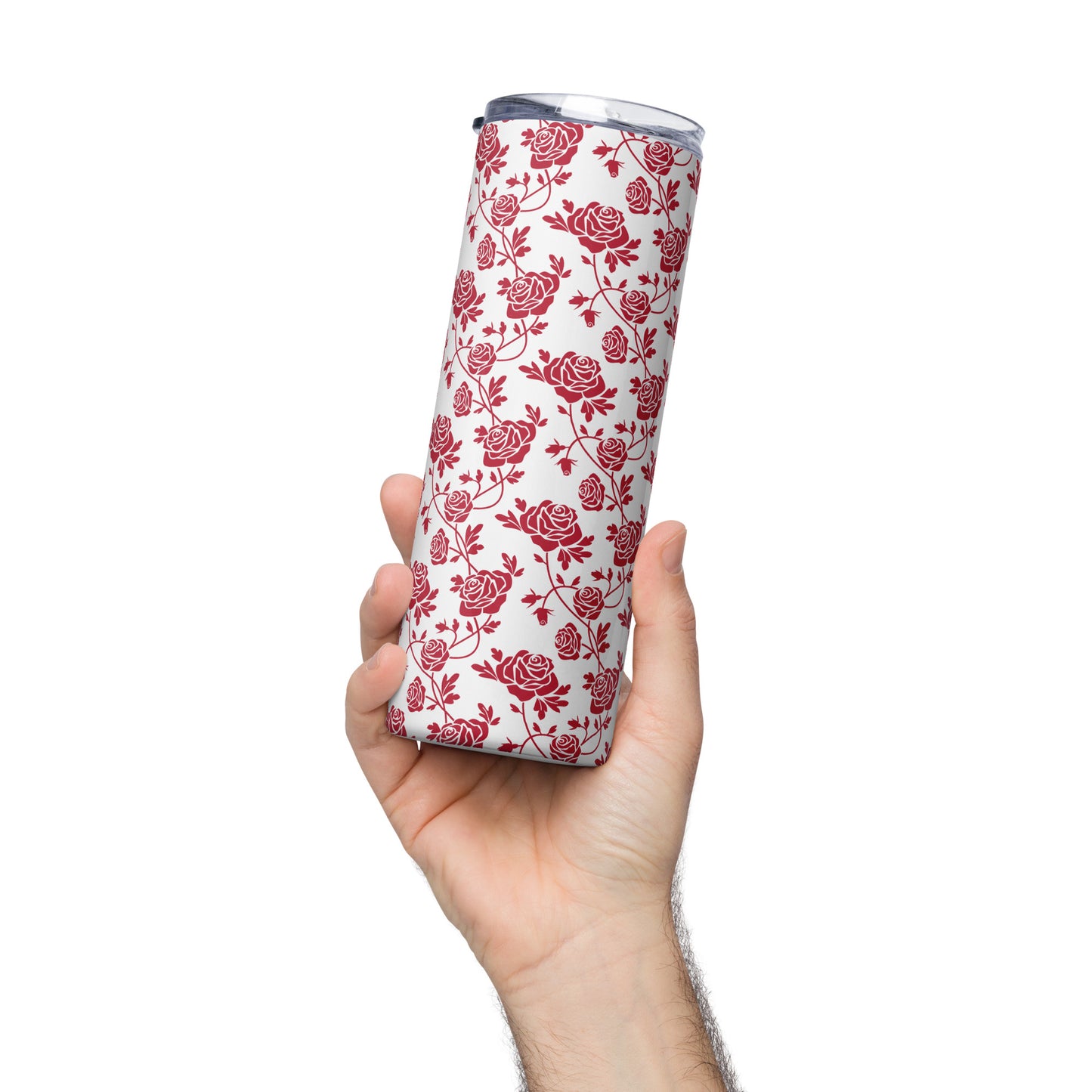 Red Roses on White Stainless Steel Tumbler