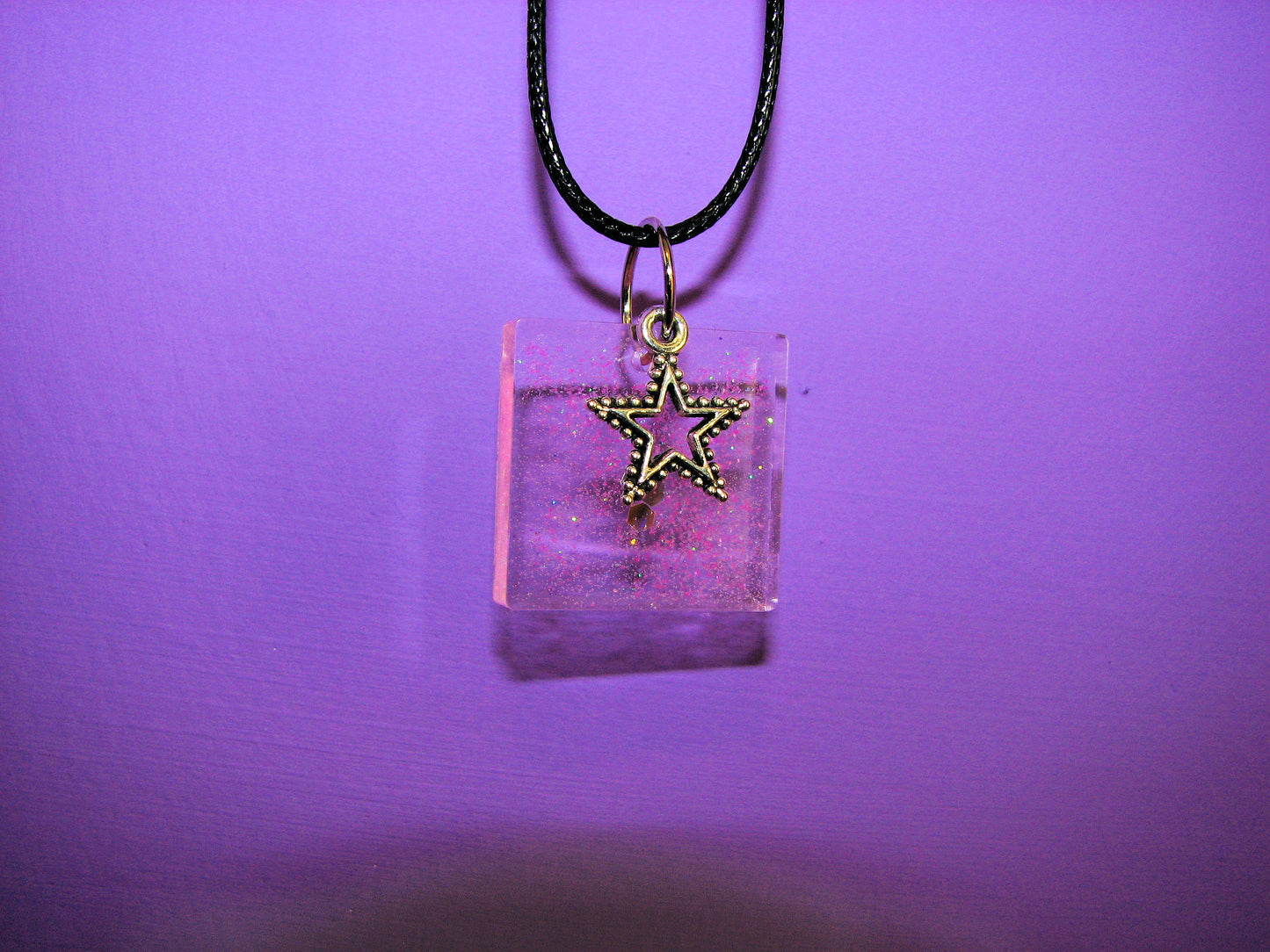 Pink Glitter Star Charm Necklace