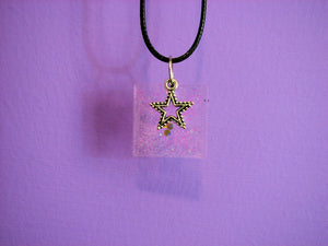 Pink Glitter Star Charm Necklace