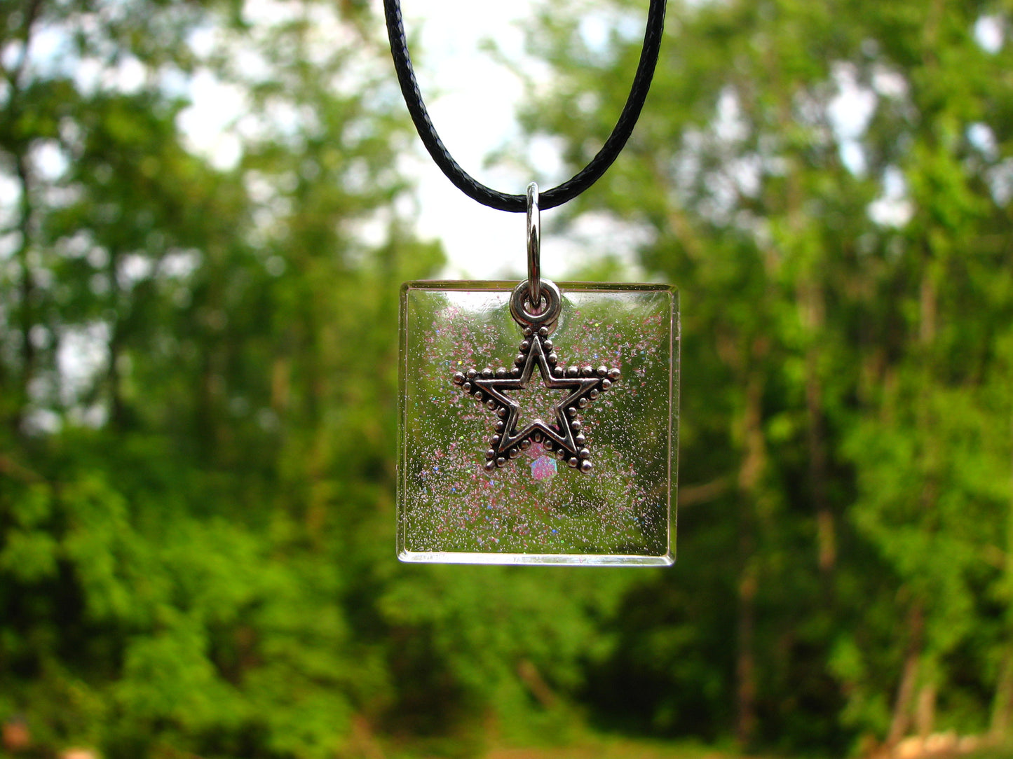 Pink Glitter Star Charm Necklace