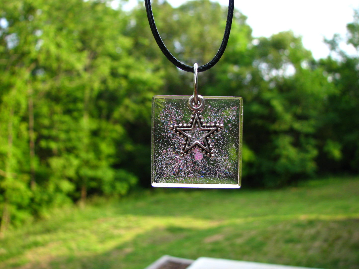 Pink Glitter Star Charm Necklace