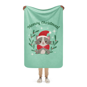 Meowy Christmas Sherpa Blanket