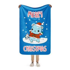 Merry Christmas Santa Bear Sherpa Blanket