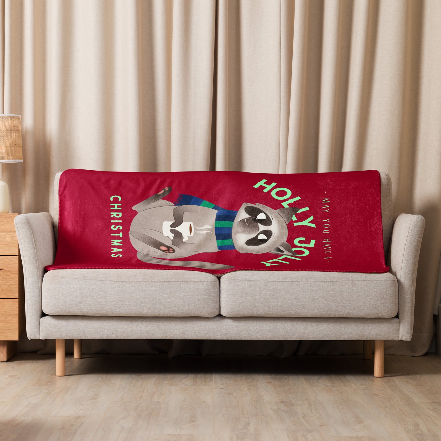 Holly Jolly Raccoon Sherpa Blanket