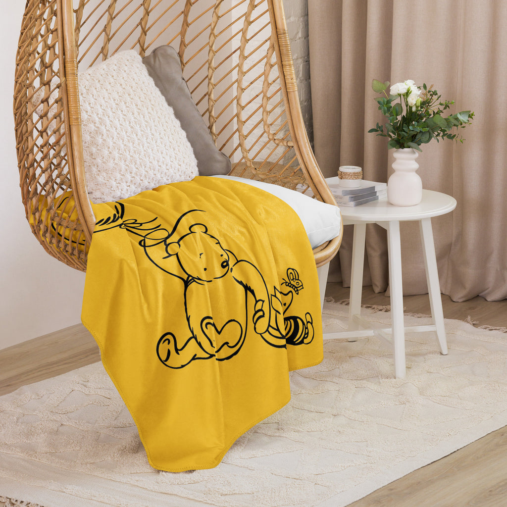 Vintage Pooh and Piglet Balloon Sherpa Blanket