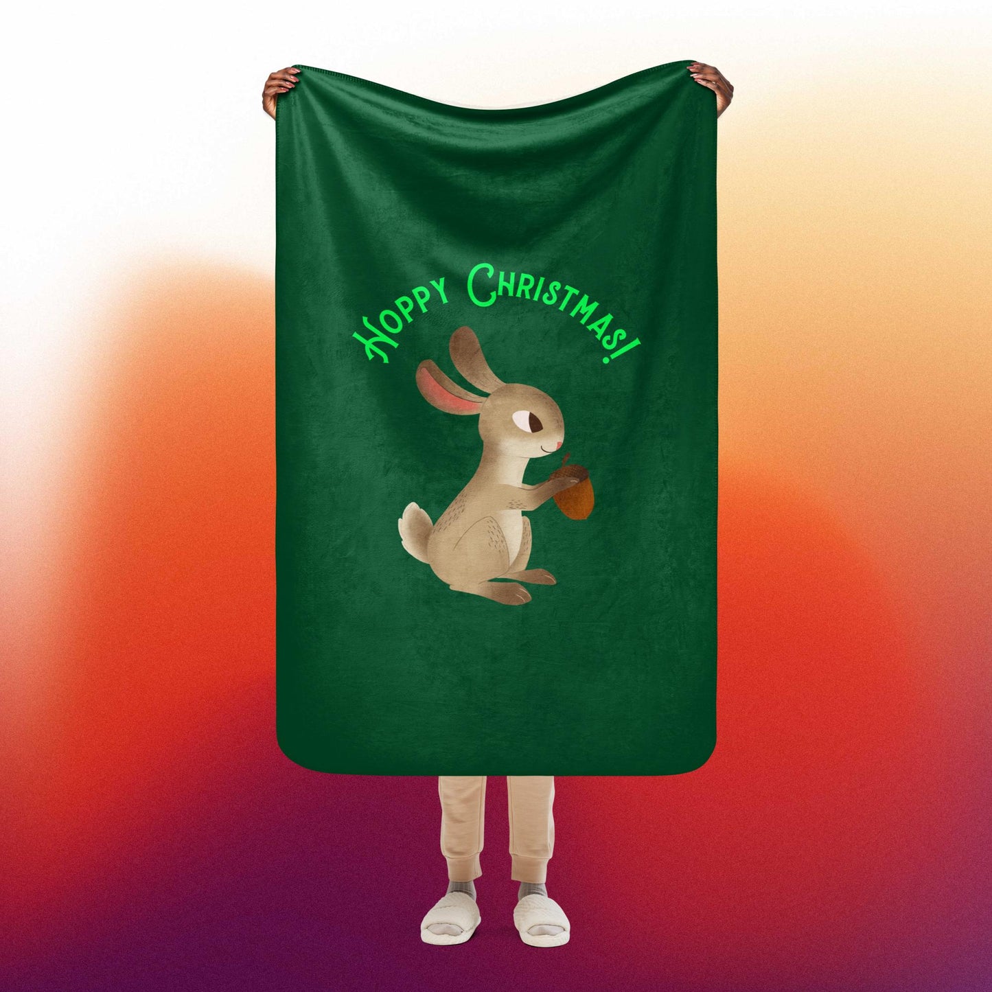 Hoppy Christmas Sherpa Blanket