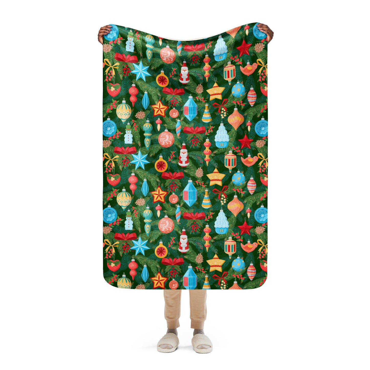 Decorated Tree Sherpa Blanket